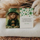 St. Patrick's Birthday Foto Dankeschön Card Einladung<br><div class="desc">Mit unserer St. Patrick’s Birthday Foto Dankeschön an festliche Stile. Mit fröhlichen Kleeblättern, lebhaften grünen Farbtönen und spielerisch inspirierten Details, vereint diese Karte den Glückssinn und den guten Beifall. Einfach personalisieren Sie es mit einem Lieblings-Foto und einer herzlichen Botschaft, indem Sie Ihre Dankeschön-Noten in wertvolle Erinnerungen verwandeln. Wählen Sie unser...</div>