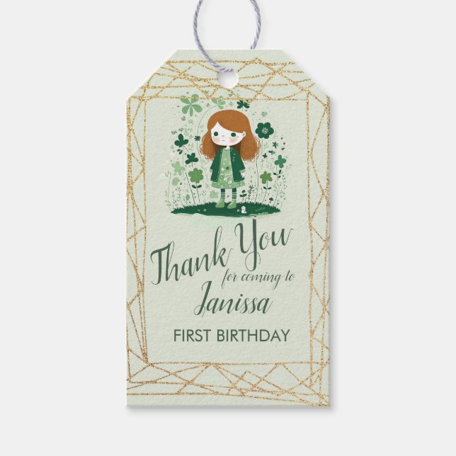 St. Patricks Birthday Girl Kleeblatt Glitzer Frame Geschenkanhänger (Vorderseite)