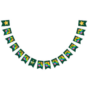 St. Patrick's Birthday Rainbow Clover Green Irish Wimpelkette