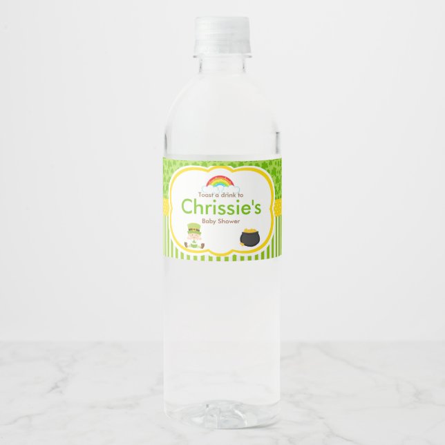 St Patricks Boy Baby Dusche Party Wasserflaschenetikett (Vorderseite)