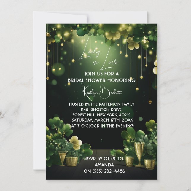 St. Patricks Brautparty Grüne Einladung (Vorderseite)