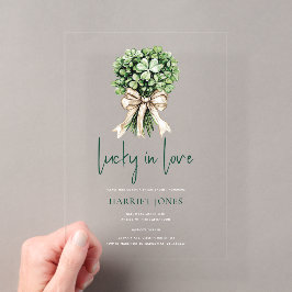 St. Patricks Brautschauer-Clover-Bouquet Acryleinladungen