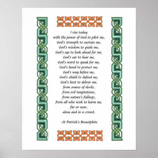 St. Patrick's Breastplate Gebet Grün keltischer Kn Poster (Vorne)