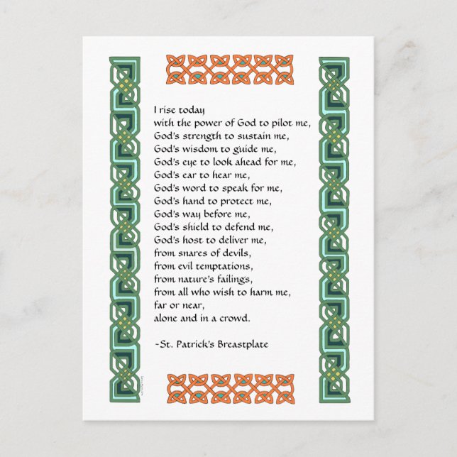 St. Patrick's Breastplate Gebet mit keltischen Kno Postkarte (Vorderseite)