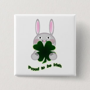 St. Patricks Bunny Proud zu irischem Kleeblatt Button