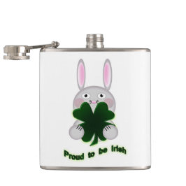 St. Patricks Bunny Proud zu irischem Kleeblatt Flachmann