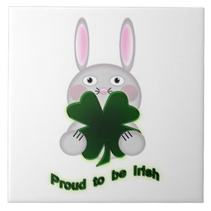 St. Patricks Bunny Proud zu irischem Kleeblatt Fliese