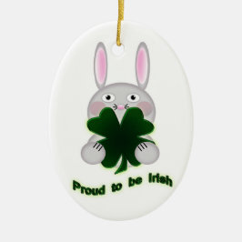 St. Patricks Bunny Proud zu irischem Kleeblatt Keramik Ornament