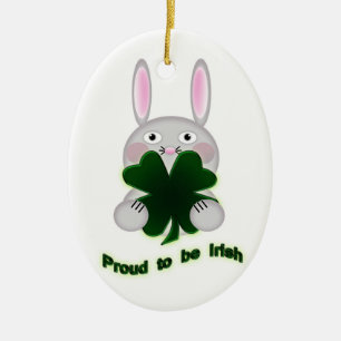 St. Patricks Bunny Proud zu irischem Kleeblatt Keramik Ornament