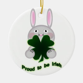 St. Patricks Bunny Proud zu irischem Kleeblatt Keramikornament