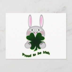 St. Patricks Bunny Proud zu irischem Kleeblatt Postkarte