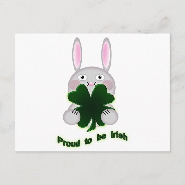 St. Patricks Bunny Proud zu irischem Kleeblatt Postkarte (Vorderseite)