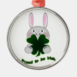 St. Patricks Bunny Proud zu irischem Kleeblatt Silbernes Ornament