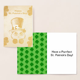 St. Patrick's Cat and Kleeblatts Zeichnend, ZKOA Folienkarte