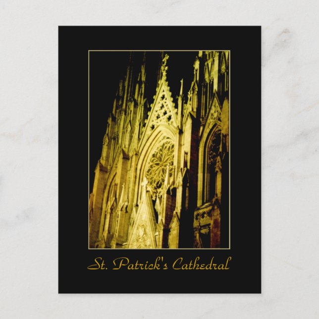 'St. Patrick's Cathedral auf der Nachtkarte Postkarte (Vorderseite)