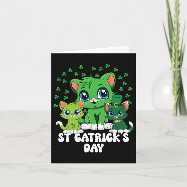 St Patricks Catricks Day Cats Green Saint Pattys Karte (Vorderseite)