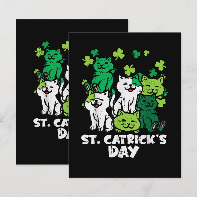 St Patricks Catricks Day Cats Saint Pattys Ankündigung (Vorne/Hinten)