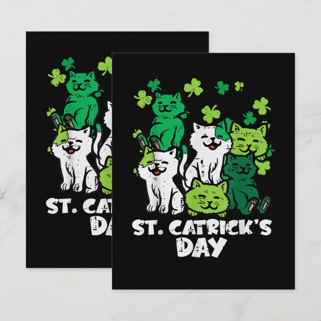 St Patricks Catricks Day Cats Saint Pattys Dankeskarte (Vorne/Hinten)
