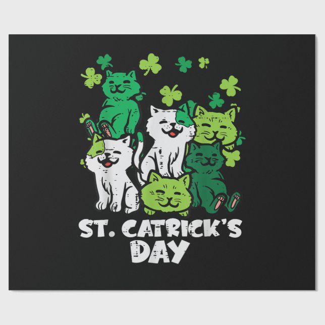 St Patricks Catricks Day Cats Saint Pattys Geschenkpapier (Flach)