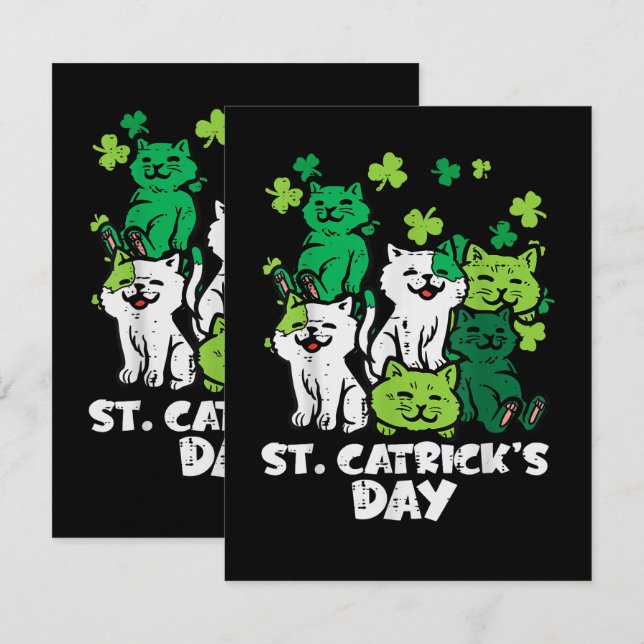 St Patricks Catricks Day Cats Saint Pattys Karte (Vorne/Hinten)
