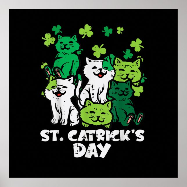 St Patricks Catricks Day Cats Saint Pattys Poster (Vorne)