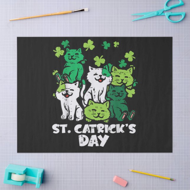 St Patricks Catricks Day Cats Saint Pattys Seidenpapier (Basteln)