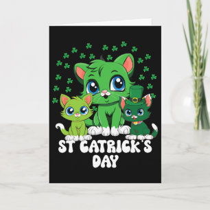 St Patricks Catricks Day Katzen Grün Saint Pattys Karte