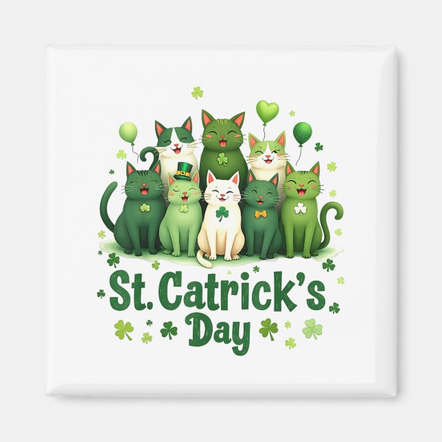 St Patricks Catricks Day Katzen Saint Pattys Fraue Magnet (Vorne)
