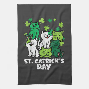 St Patricks Catricks Day Katzen Saint Pattys Geschirrtuch