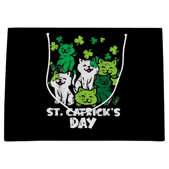 St Patricks Catricks Day Katzen Saint Pattys Große Geschenktüte (Vorderseite)
