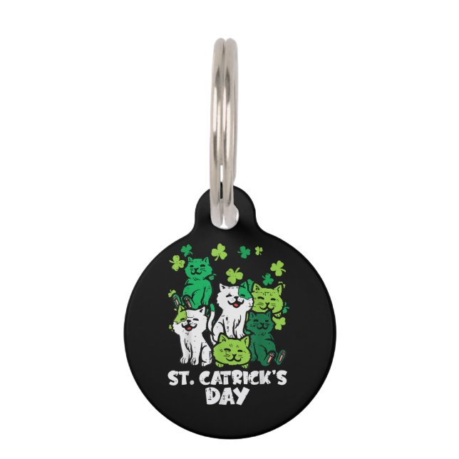 St Patricks Catricks Day Katzen Saint Pattys Haustiermarke (Vorderseite)