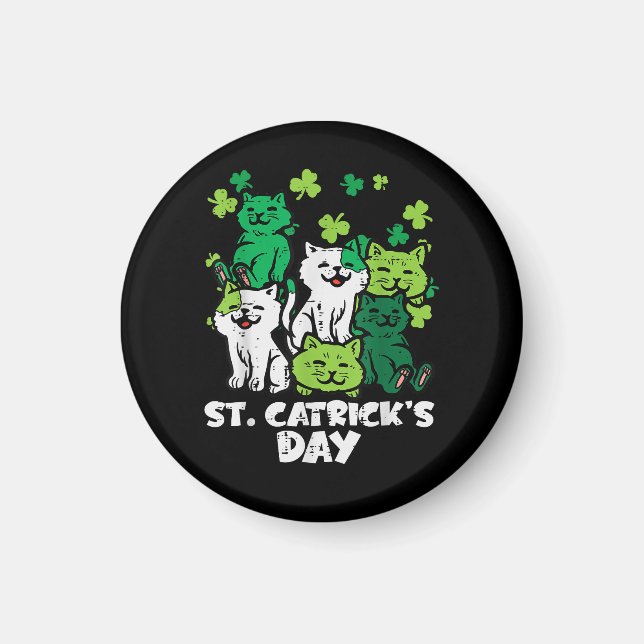 St Patricks Catricks Day Katzen Saint Pattys Magnet (Vorne)