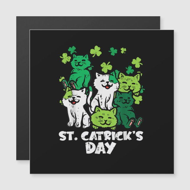 St Patricks Catricks Day Katzen Saint Pattys Magnetkarte (Vorne/Hinten)