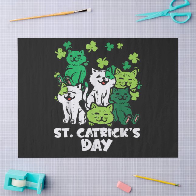 St Patricks Catricks Day Katzen Saint Pattys Seidenpapier (Basteln)