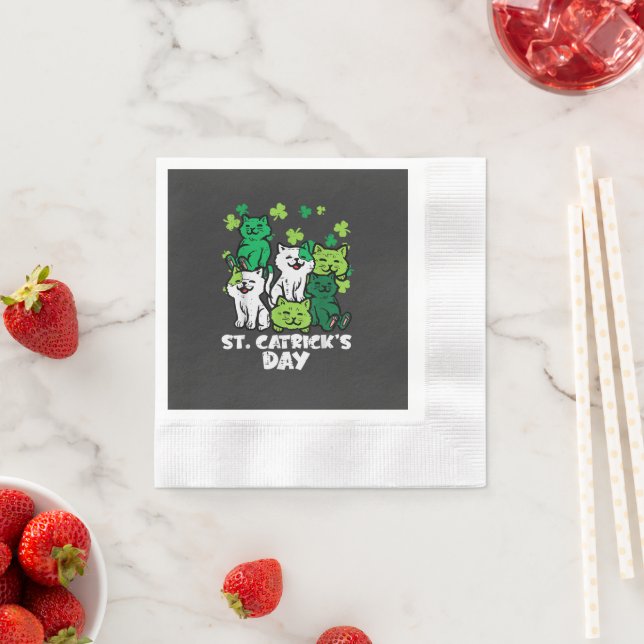 St Patricks Catricks Day Katzen Saint Pattys Serviette (Beispiel)