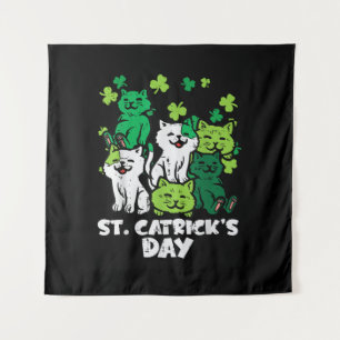St Patricks Catricks Day Katzen Saint Pattys Wandteppich