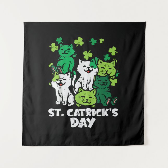 St Patricks Catricks Day Katzen Saint Pattys Wandteppich (Vorderseite)