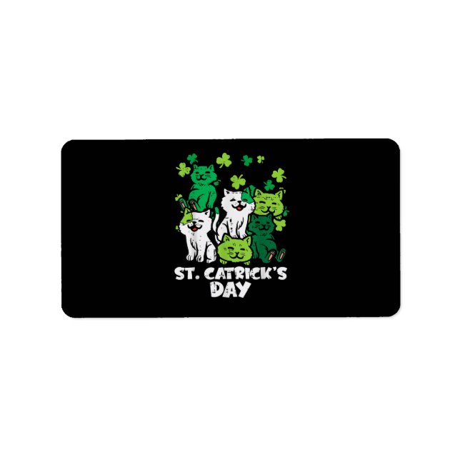 St Patricks Catricks Tag Katzen Saint Pattys Adressaufkleber (Vorne)