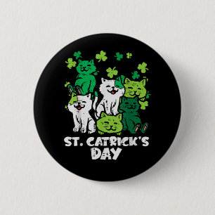 St Patricks Catricks Tag Katzen Saint Pattys Button