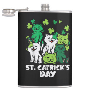 St Patricks Catricks Tag Katzen Saint Pattys Flachmann