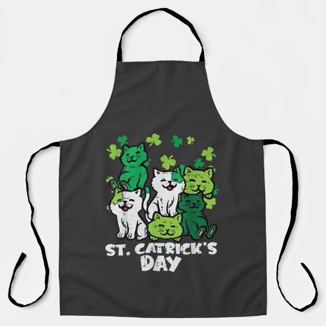 St Patricks Catricks Tag Katzen Saint Pattys Schürze (Vorderseite)