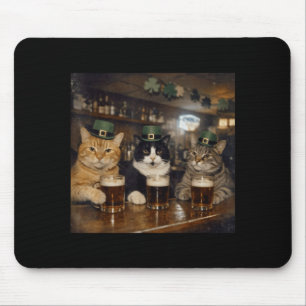 St Patricks Cattricks Tag lustige Katzen trinken B Mousepad