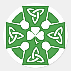 St Patrick's Celtic Cross Runder Aufkleber