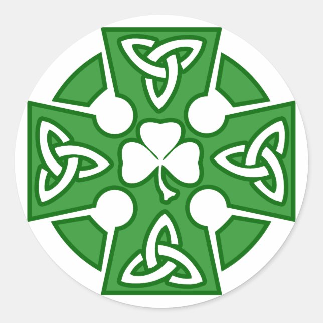 St Patrick's Celtic Cross Runder Aufkleber (Vorderseite)