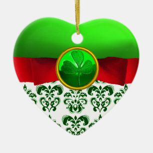 ST PATRICK'S CELTIC HERART GREEN KLEEBLATT MONOGRA KERAMIK ORNAMENT