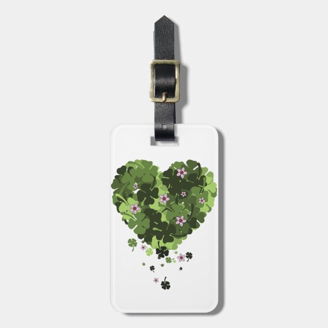 St. Patrick's Clover Heart Gepäckanhänger (Vorderseite vertikal)