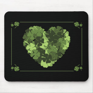 St. Patrick's Clover Heart Mousepad