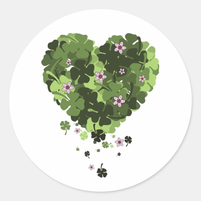 St. Patrick's Clover Heart Runder Aufkleber (Vorderseite)