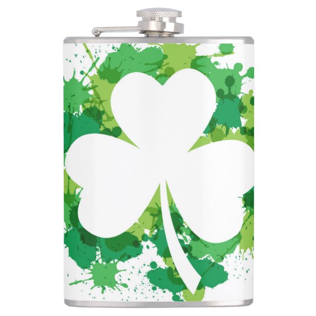 St. Patricks Clover Vinyl Wrapped Flask Flachmann (Vorderseite)