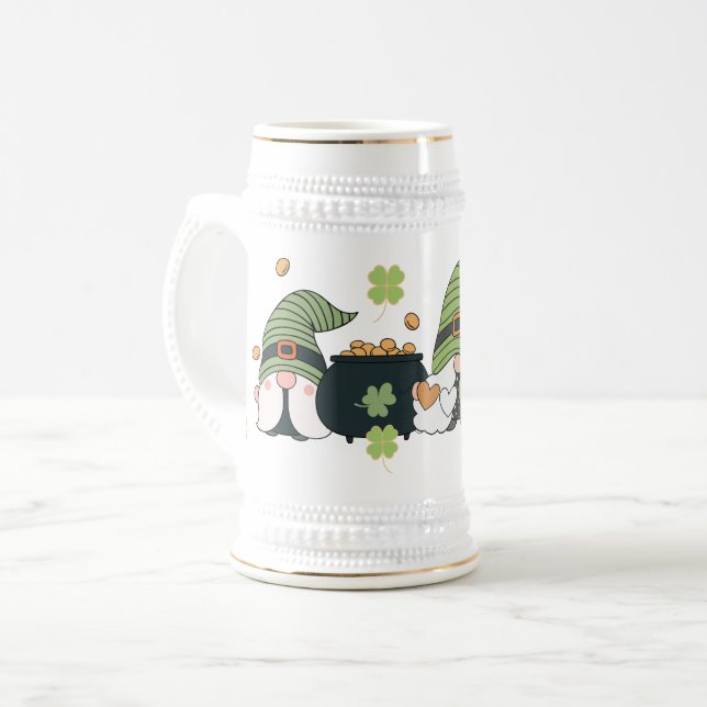 St. Patrick's Cute Day Gnomes Bierglas (Vorderseite Links)